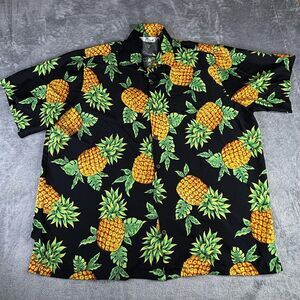 Alvish Shirt Mens 2XL Pineapple Print Hawaiian Button Up Short Sleeve Beach